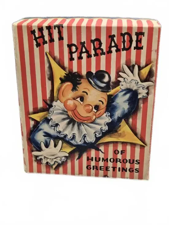 Vintage 1940’s Empty Circus Clown Card Box Hit Parade stars and stripes