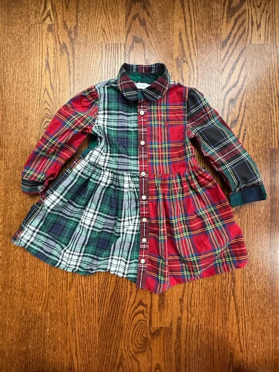 Ralph Lauren Plaid Patchwork Button-Front Dress 18 Months