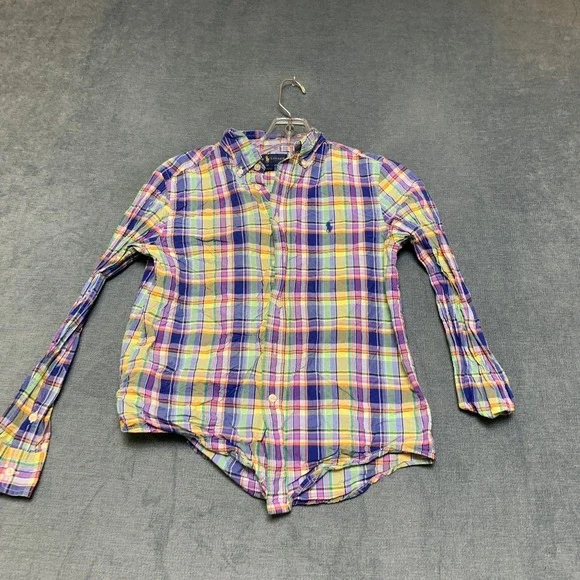 Ralph Lauren Shirt Boys M(10-12) Multicolor Plaid Embroidered Logo Button Down