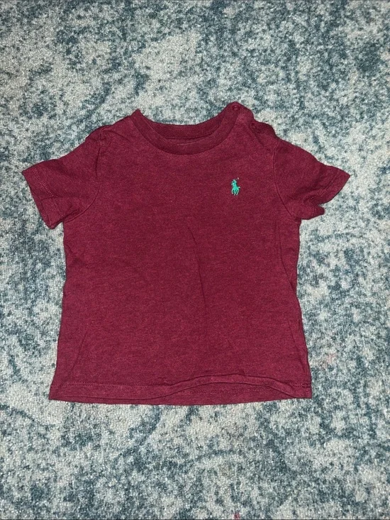 Ralph Lauren Maroon Short-Sleeve Tee with Teal Pony