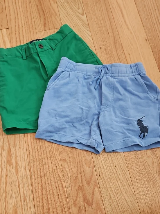 Ralph Lauren Green and Light Blue Kids Shorts Set