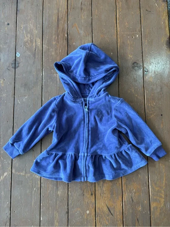 Ralph Lauren Girls' Hooded Velour Peplum Zip Jacket