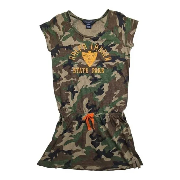 Ralph Lauren‎ Camouflage Dress Graphic Tee State Park Girls Medium (8-10)