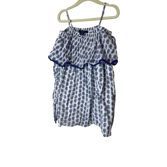 Polo Ralph Lauren Dress Girls 4T White Blue Paisley Ruffle Sundress Lined Summer