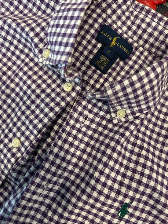 2- Polo Ralph Lauren Boys Button Down Shirt Bundle Size 5 & 6 EUC Gingham Plaid