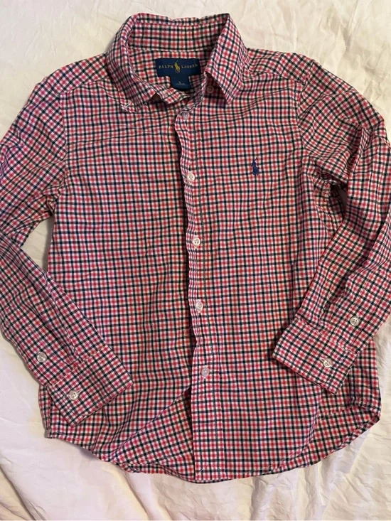 Boys Ralph Lauren Red & Blue Checked Button-Down Shirt