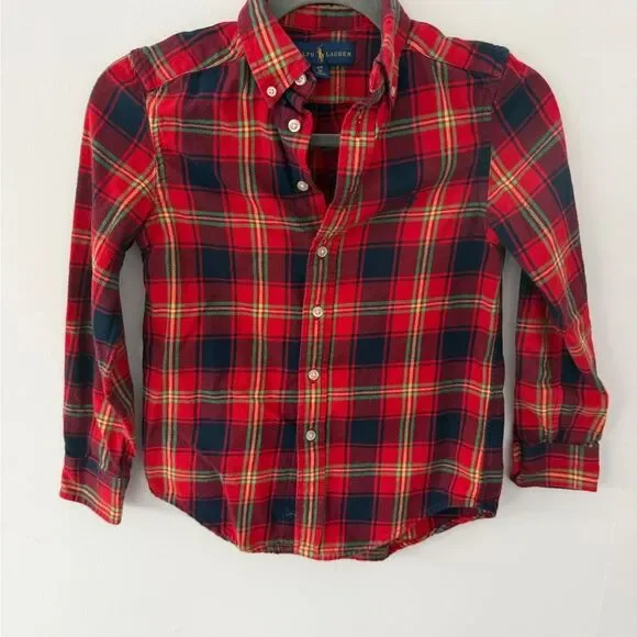 Ralph Lauren Kids Red and Blue Plaid Shirt size small (8)