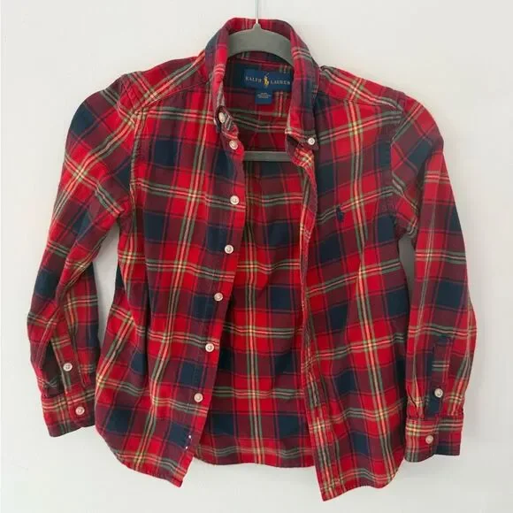 Ralph Lauren Red and Green Plaid Shirt size small (8)