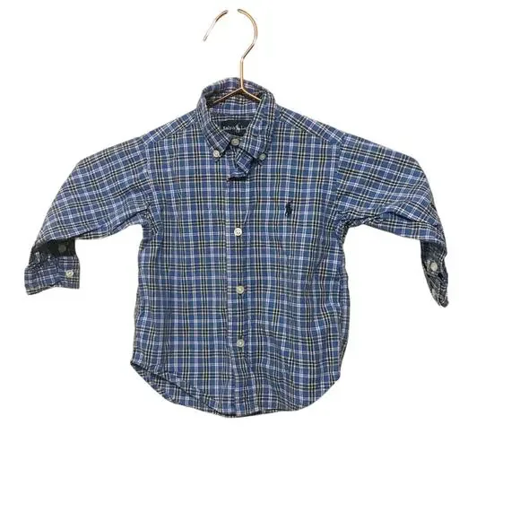 Ralph Lauren blue striped checkered button down 18 months