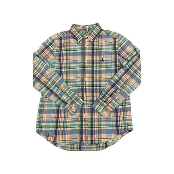Ralph Lauren Boy's Pastel Plaid Shirt - Size 7 - Like New!