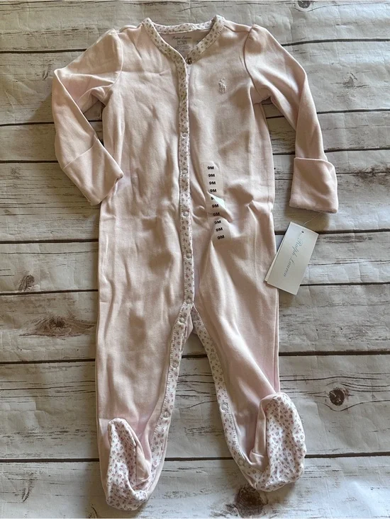 Ralph Lauren baby girl pink floral onesie nwt, size 9M
