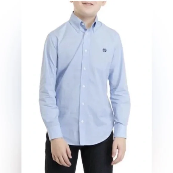 New! Ralph Lauren Blue Youth 16 Button Down Shirt with Logo Crest