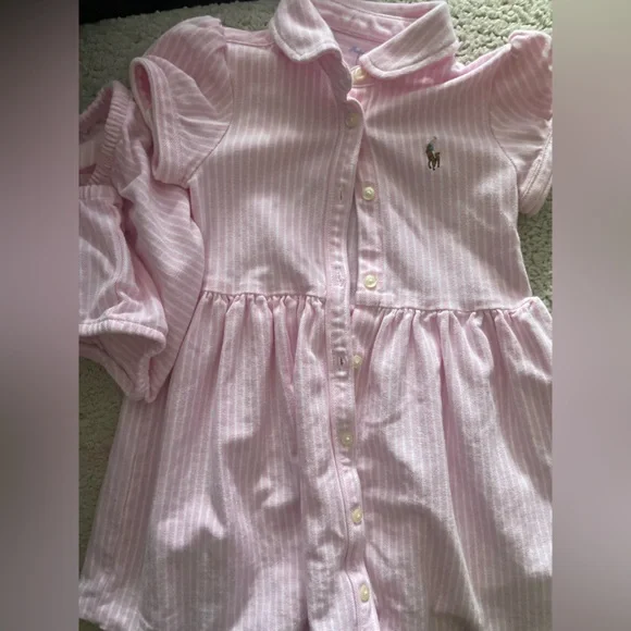 Ralph Lauren Light Pink Striped Cotton Dress
