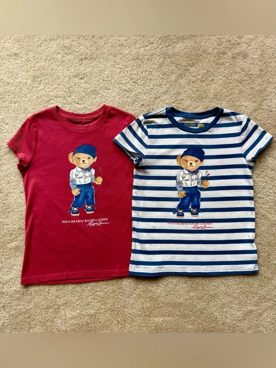 Ralph Lauren Kids Polo Bear Tee - Red & Navy/White Stripe