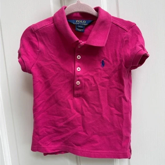 Ralph Lauren 2T Girls Pink Polo Classic Short Sleeve Blouse Top Shirt