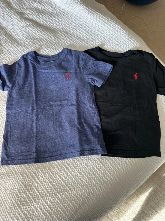 Ralph Lauren Kids Short Sleeve Tee in Navy & Black with Red Pony
