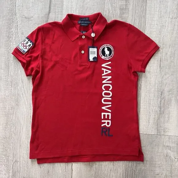 Ralph Lauren Vancouver Olympics Polo Kids‎ Large NWT Red Embroidered Limited Ed.