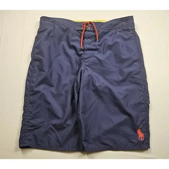 Polo Ralph Lauren Big Pony‎ Boys Lined Swim Trunks XL 18-20 Navy Blue Suit
