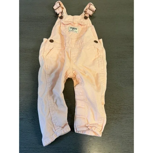 Ralph Lauren Baby Girl Pink Cotton Twill Overalls Dungarees Size 9 Months
