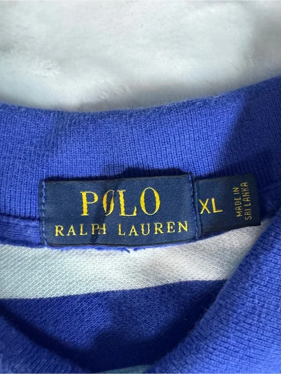 Polo Ralph Lauren Blue White Striped Polo Shirt Men’s XL Classic Pony Cotton