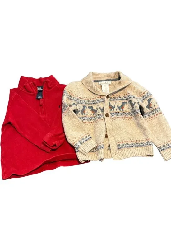 Toddler Boy Designer Sweater Bundle | Polo Ralph Lauren Quarter Zip 2T & Tommy B