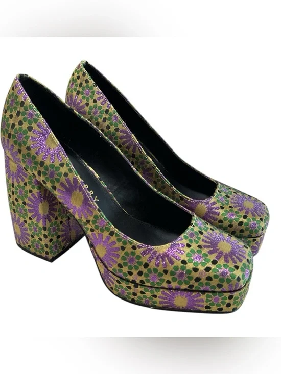 Katy Perry Collections Purple and Green Floral Platform Pumps