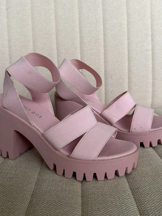 Platform Chunky Heel Sandals in Light Pink - Madden Girl