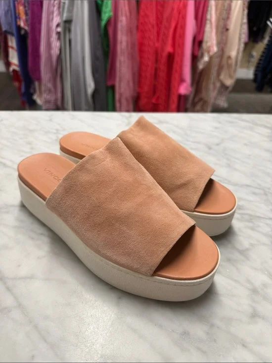 Vince Peach Suede Slip On Platform Sandal Size 38.5