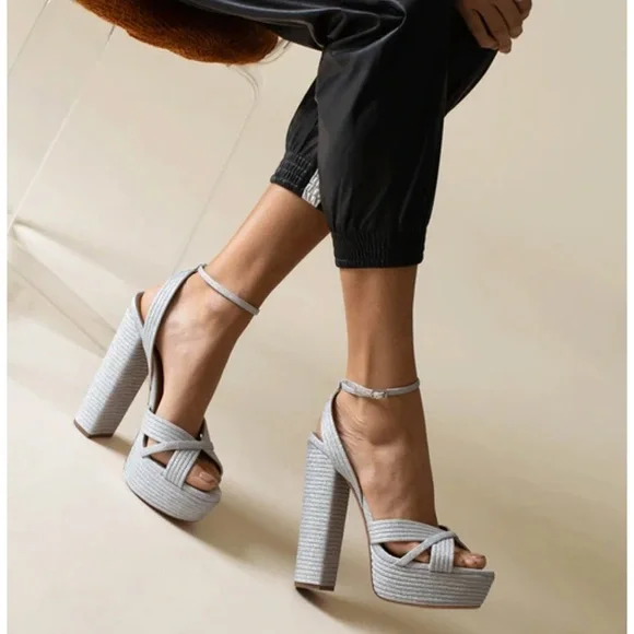 Like New Aquazzura Sundance Platform Glitter Platform Heels