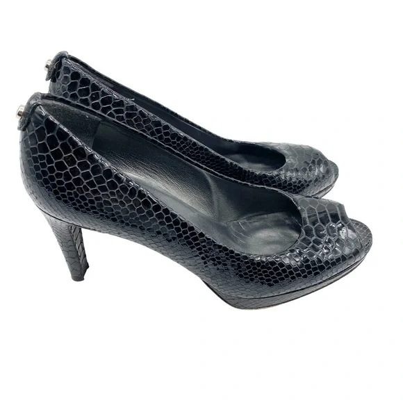 Stuart Weitzman Pump Black Snake Patent Leather Platform