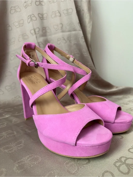 Naturalizer Pink Suede Platform Heel Sandals