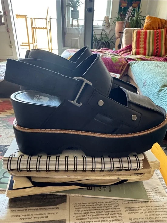 Sorrel Black Platform Slingback Sandals