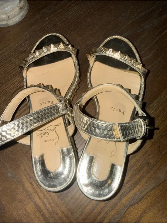 Christian Louboutin Metallic Gold Studded Platform Sandals