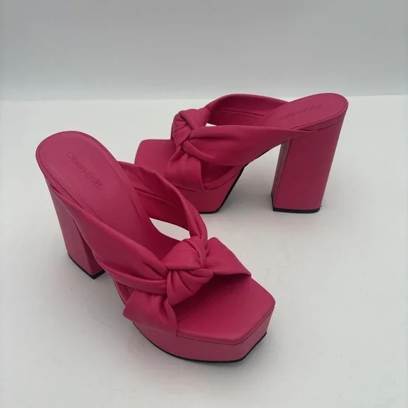Open Edit Platform Sandals Size 6 Pink Square Open Toe‎ Knotted Heels