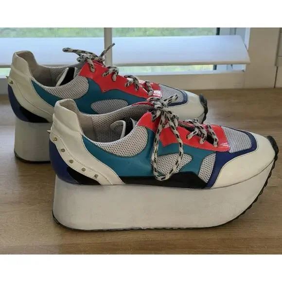 Ruthie Davis Platform Sneakers Colorful Spiked Sz 39‎ US 8.5 READ