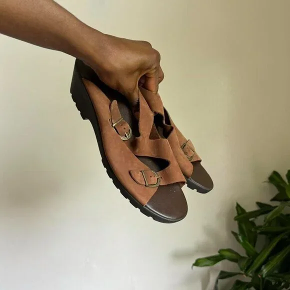 Vintage Strappy top buckles wedge‎ sandals