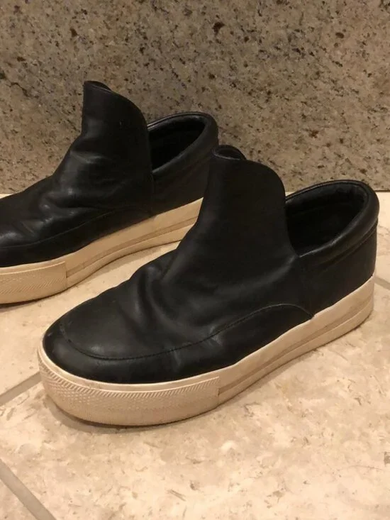 Ash leather grunge round toe minimalist edgy slip on platform Vans sneakers