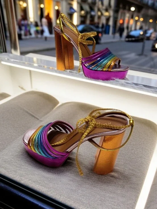 Kurt Geiger London Perria Rainbow Platform Sandals SZ EU 38 W/flaw