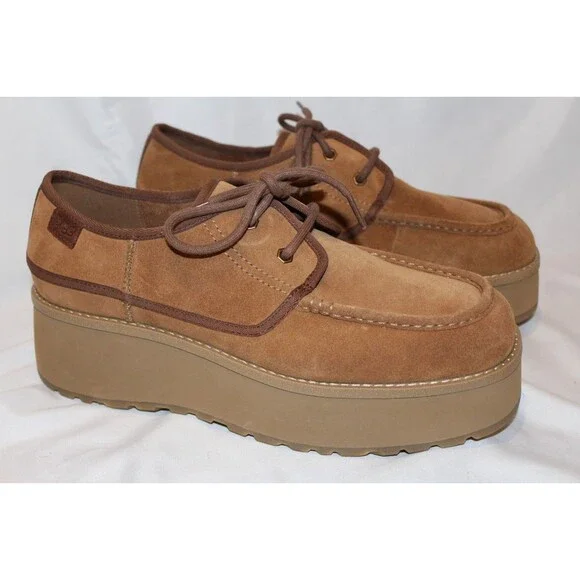 UGG WOMEN'S CHESTNUT WATER RESISTANT SUEDE CITYFUNC‎ PLATFORM SHOES NWOB