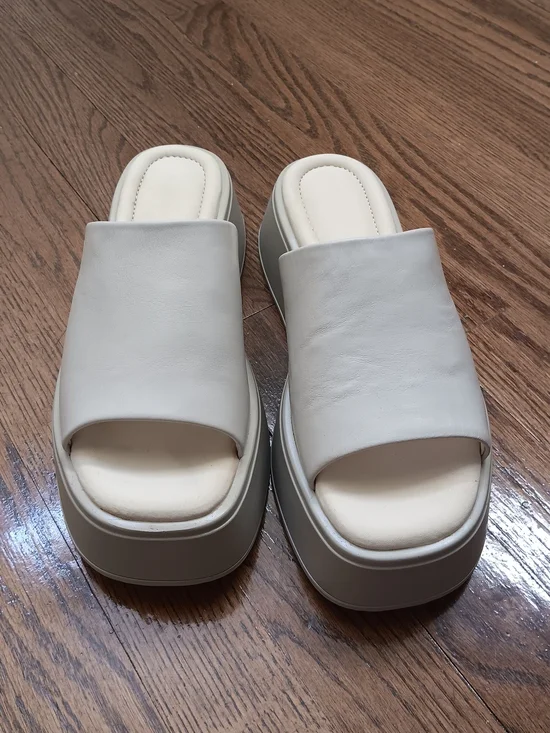 Vagabond Courtney 2 Off-White Leather Platform Slide Sandals - Size EU 39 / US 9