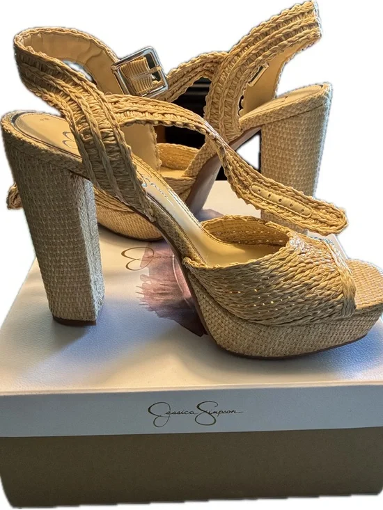 Jessica Simpson Natural Braided Platform Sandals