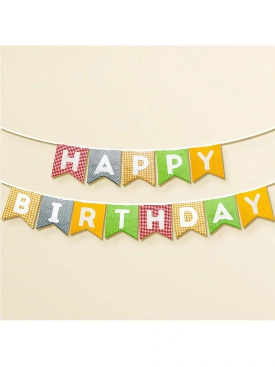 NEW Happy Birthday Multicolor Gingham Banner🌼