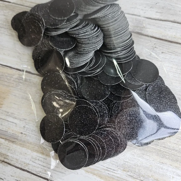 Black Glitter Circle Polka Dot Confetti
