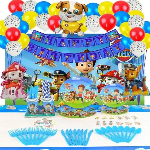 Paw Patrol Party Supplies Decorations Set-167 Pcs Birthday Packs Includes Fla...