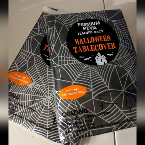 Halloween Spooky Tablecloth Spiderwebs Black Gray Party Supplies