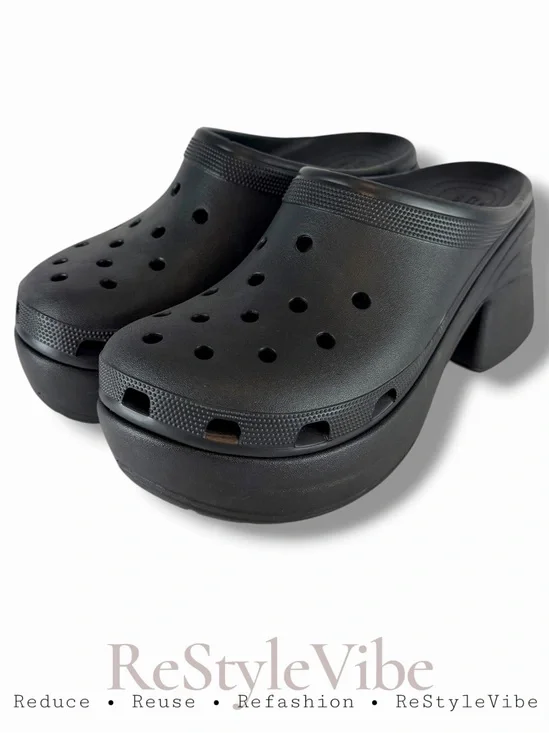CROCS Women’s Size 12 Shoes Mule Platform Style Slip-On NEW Black Chunky