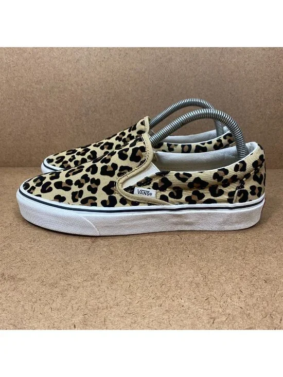 Vans Slip-On Leopard Print Canvas Shoes Womens Size 9 Casual Skate Sneakers