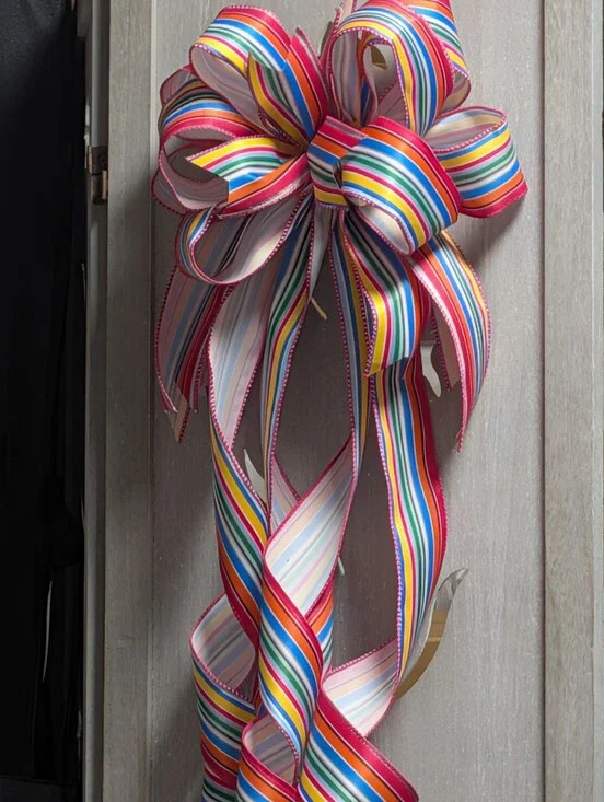 Bright Rainbow Striped Decorative Bow Rainbow Mexican Party Decor