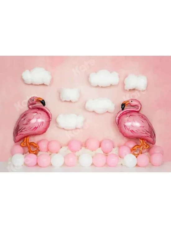 Kate Backdrop 5' x 7' Pink Flamingo Theme Wrinkle Free Photography Background
