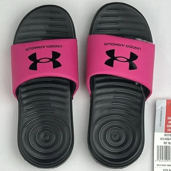 Under Armour Youth Girl's Ansa Fixed Slides Pink Black